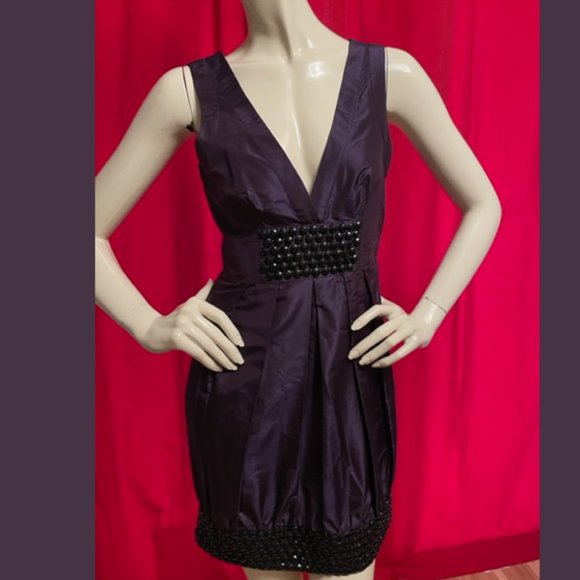 Bebe Purple Silk Cocktail Dress Size Small - Picture 2 of 9